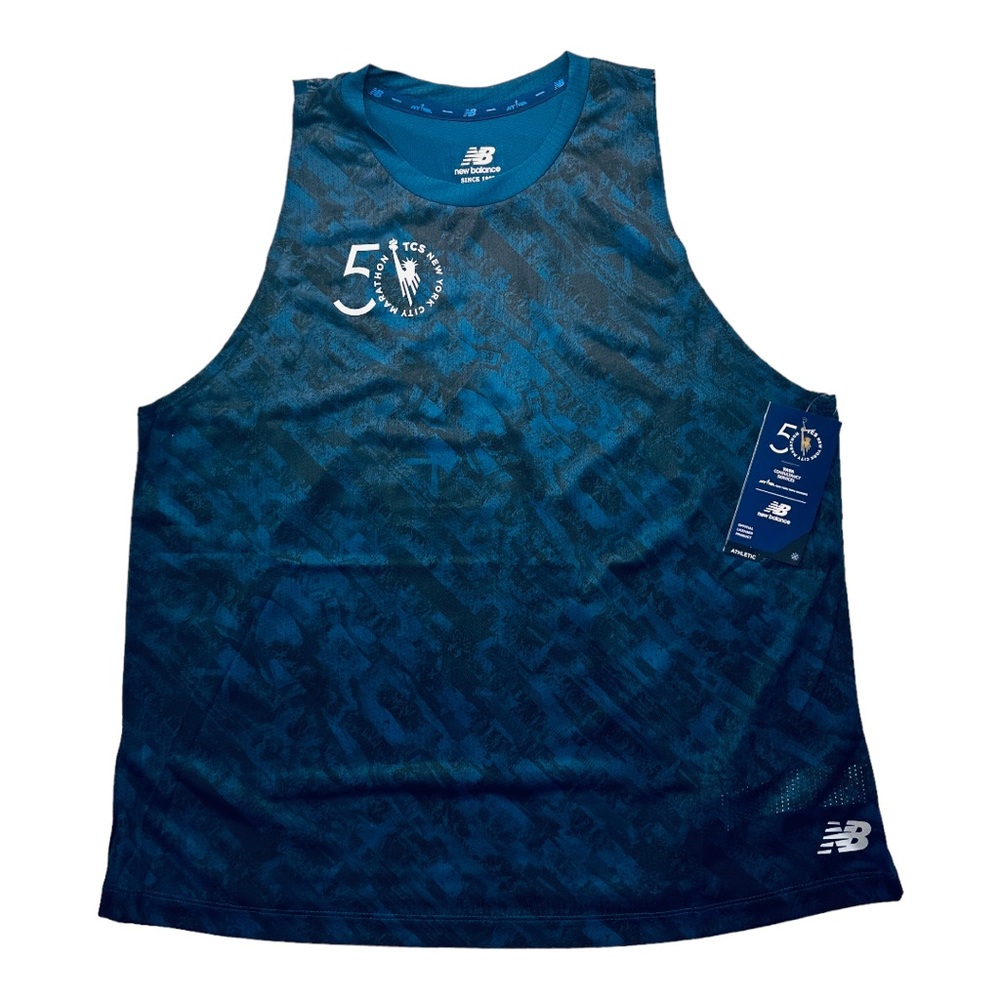 New Balance NYC Marathon Printed Impact Run Fashion Tank Top Rogue Wave - Picture 7 of 12